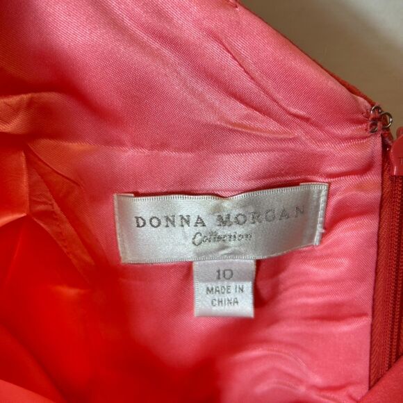 Donna Morgan Coral Orange 100% Silk Chiffon Sleeveless Event Dress Size 10 - Picture 7 of 13